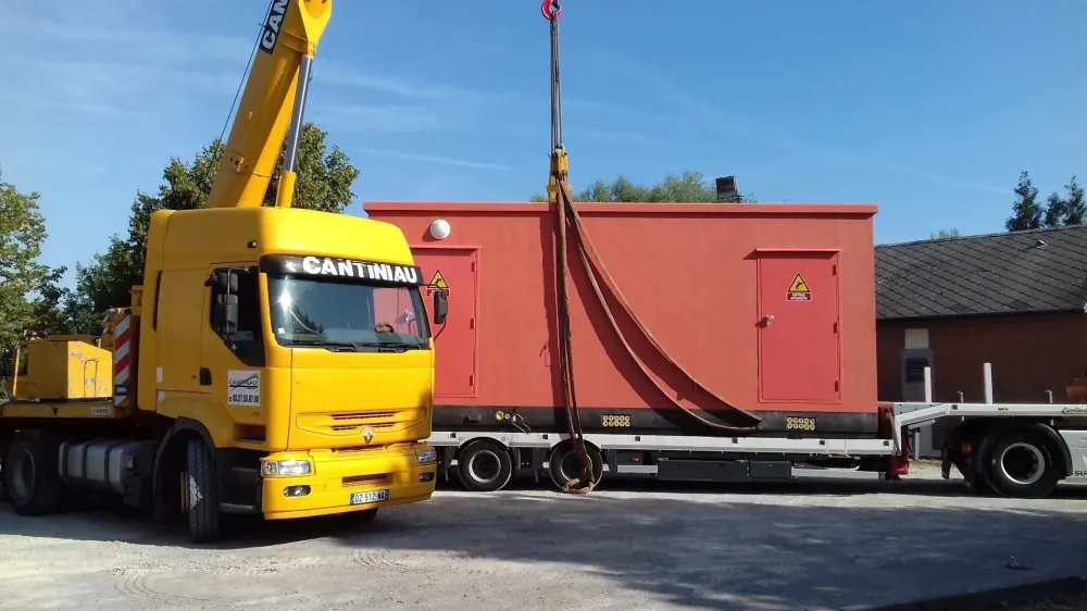 Module technique sur une remorque de transport